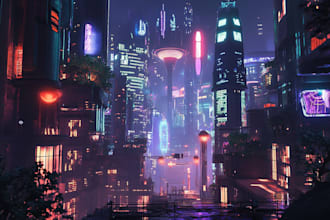 do cyberpunk scifi futuristic city