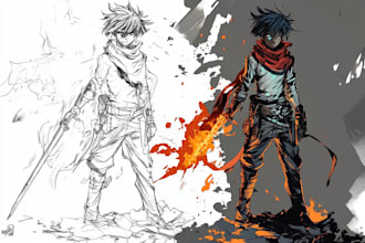 draw your idea in badass anime, manga and comic character