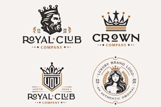 create luxury vintage clothing crown jewelry logo for you