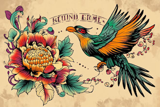 create any design in traditional tattoo or old school style