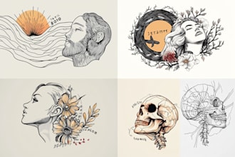 make a minimalist lineart tattoo design or illustration