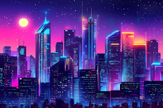 draw a cyberpunk futuristic city art for you