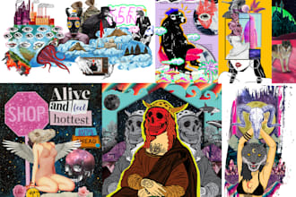 make illustrations with digital collage art