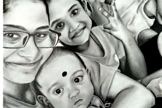 draw realistic pencil sketch portrait and paintings