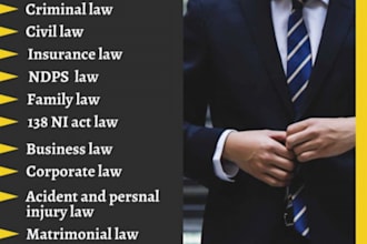 give you legal advice on civil law, corporate law, accident and injury law