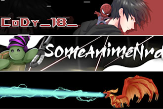 draw and design awesome unique anime banner for your twitch, youtube, or twitter