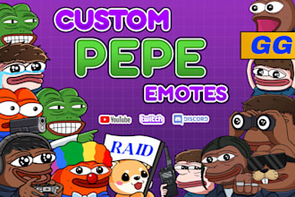 draw custom pepe the frog emotes for twitch, discord, kick