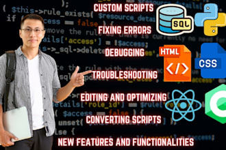 code edit debug fix python html css javascript php csharp lua unity script