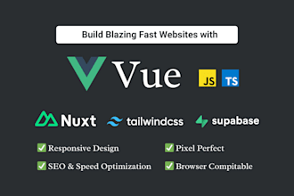 build custom website using vue js nuxt js with tailwind css