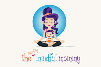 create playful character mostly mindful mommy logo