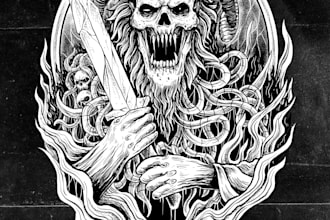 do custom dark art for metal, gothic or horror theme