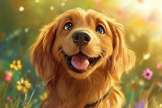 design a custom disney pet portrait illustration