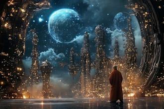 make a cyberpunk city sci fi style for you