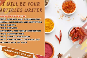 write articles on nutrition, food science, food marketing, and health