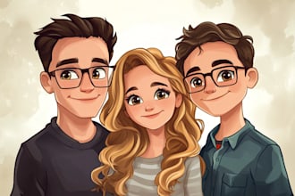 design a professional disney family portrait