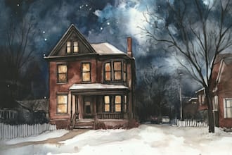 paint a watercolor house portrait or city space illustration