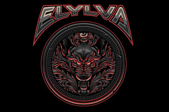 design individual wolf metal musician logo