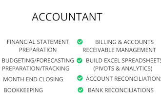 do bookkeeping, reporting, budget, reconciliation, tally