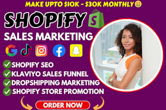 boost shopify store sales, shopify dropshipping marketing or ecommerce promotion