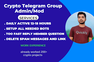 be your telegram group admin or moderator in any crypto
