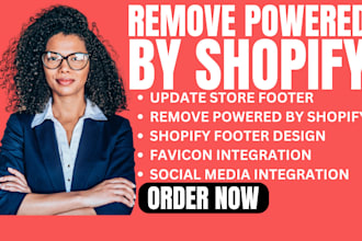 remove powered by shopify from website footer favicon social media integration