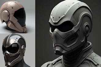 custom 3d mask, helmet cosplay 3d model, 3d printable 3d helmet mask props