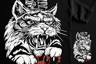 create animal linocut tshirt design for brands