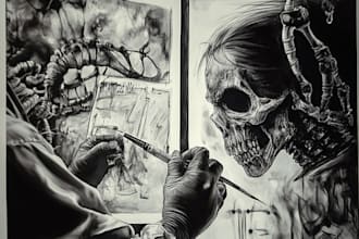 draw detailed dark art illustration