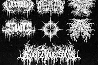 design a slamming death metal logo font with chrome