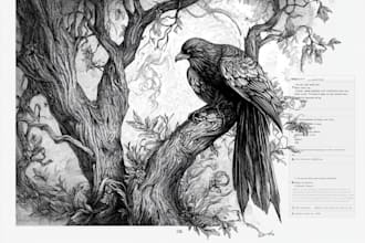 do a black and white engraving style illustration