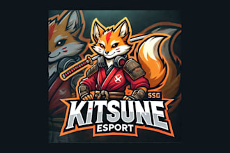 design unique kitsune esport mascot logo for your company