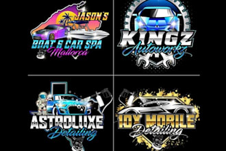 do auto dealership, car detailing, and car wash logo