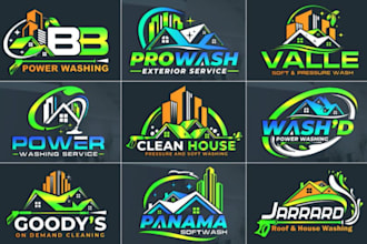create cleaning, power or pressure washing logo for you
