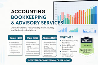 provide expert accounting, quickbooks bookkeeping, bank reconciliation services