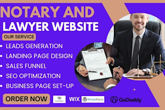 design notary website, attorney, lawyer, law firm website and landing page