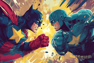 make anything in superhero and comic book style illustration