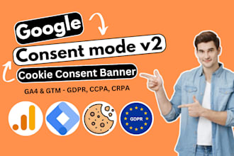 setup google consent mode v2, cookie consent banner, GTM, gdpr