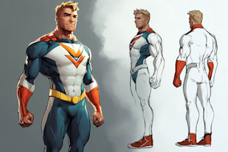 do concept art superhero character for anime style comic