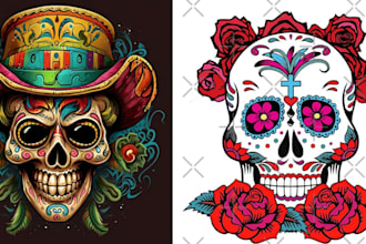 design a creative mexican dead day or sugar skull logo