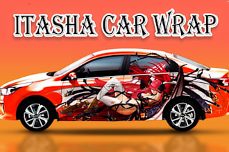 create itasha car wrap design, racing car wrap design, itasha car wrap, van wrap