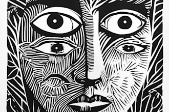 do a custom portrait in linocut style for you