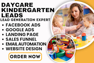 design daycare kindergarten website preschool childcare website babysitter leads