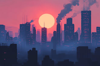 create a cyberpunk futuristic city art for you