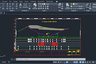 create road design x section canal x section etc