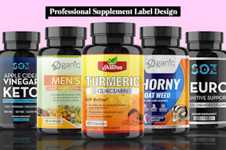 do product label design, label design, supplement bottle label design in 24h