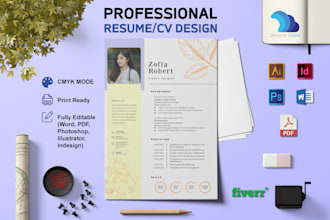 design professional resume or CV and cover letter templates