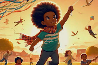 design lovely african american children story  book illustration