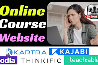 build online course website on kajabi, thinkific, teachable