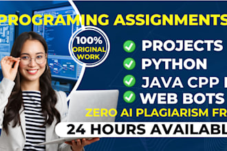 do python programming,, ai,ml, web, bots, java cpp r and projects