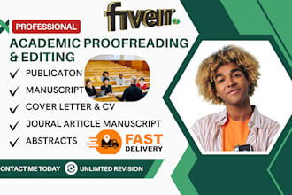 edit and proofread academic manuscript, journal article, CV, academic writing
